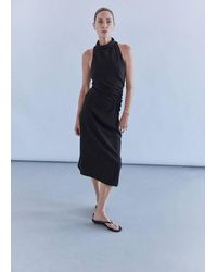 Mango - Ruched Dress With Draped Neckline - Lyst