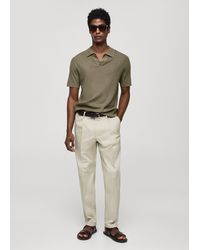 Mango - Short-sleeved Ribbed Knit Polo Shirt Medium - Lyst
