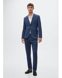 Mango Super Slim-fit Suit Blazer Ink - Blue