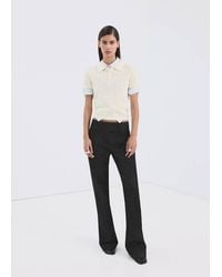 Mango - Openwork Knitted Polo-Neck Sweater - Lyst