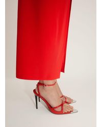 Mango - Leather Heeled Sandal With Metallic Toe - Lyst