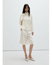 Mango - Bluse Mit Hohem Kragen Und Schal-Detail - Lyst