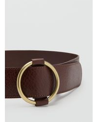 Mango - Cintura Pelle Fibbia Tonda Marrone - Lyst