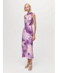 Mango - Satin-Kleid Mit Tie-Dye Und Drapiertem Ausschnitt - Lyst