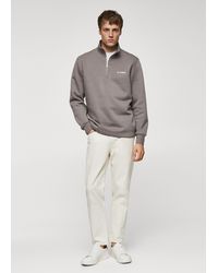 Mango - Cotton Sweatshirt With Zip Neck Medium - Lyst
