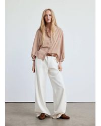 Mango - Striped Blouse With Frill Detail - Lyst