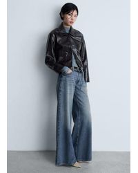 Mango - Low Waist Wideleg Jeans Dark - Lyst