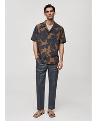 Mango - Regular-fit Textured Printed Shirt - Lyst