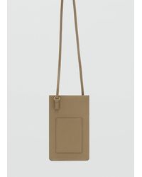Mango - Custodia Per Cellulare Tracolla Effetto Saffiano Kaki - Lyst