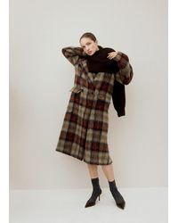 Mango - Mantel Aus Wollmischung Mit Karomuster - Lyst