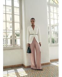 Mango - Satin Crinkle-Effect Trousers - Lyst