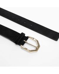 Mango - Irregular Buckle Leather Belt - Lyst
