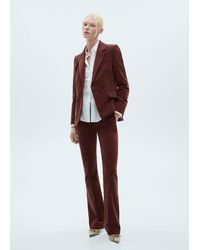 Mango - Straight Velvet Trousers - Lyst