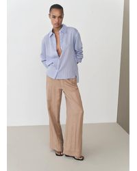 Mango - Straight-Fit Lyocell Textured Trousers - Lyst