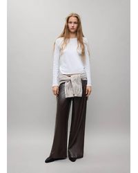 MANGO TEEN - Wide Leg Faux-Leather Trousers - Lyst