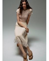Mango - Lace T-Shirt - Lyst