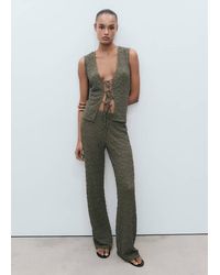 Mango - Straight Textured Trousers - Lyst