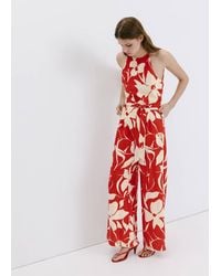 Mango - Floral Print Jumpsuit With Belt - Lyst