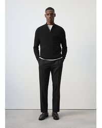 Mango - Fine-Knit Sweater With Zip - Lyst