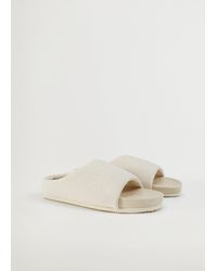 Mango Quilted Cotton Slippers - Natural