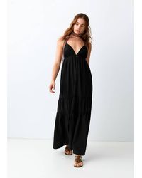 MANGO TEEN - Long Dress With Embroidered Details - Lyst