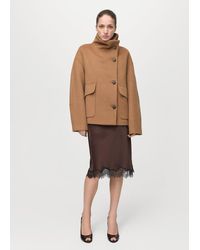 Mango - Mantel Aus Wollgemisch Mit Trichterkragen - Lyst