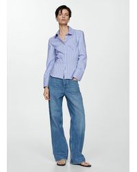 Mango - Striped Bow Blouse Off - Lyst