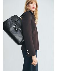 Mango - Sac De Ville À Rabat De Taille Moyenne Noir - Lyst