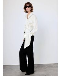 Mango - Camicia Dritta Dettaglio Fiocco Bianco Sporco - Lyst