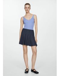 Mango - V-neck Knitted Top Sky - Lyst
