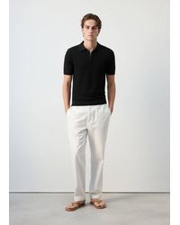 Mango - Polo 100% Cotone Maglia Texture Nero - Lyst