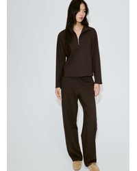 Mango - Fine-Knit Straight-Fit Trousers - Lyst