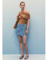 Mango - Gonna Pantalone Denim Incrociata Blu Medio - Lyst