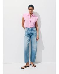 Mango - Embroidery Striped Shirt - Lyst