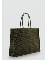 Mango - Natural Fibre Tote Bag - Lyst