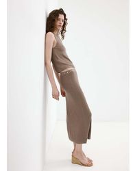 Mango - Button Skirt With Side Slit - Lyst