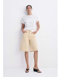 Mango - Low-Rise Denim Bermuda Shorts - Lyst