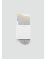 Mango - Pack 2 Calzini Lurex Coste Grigio - Lyst