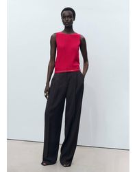 Mango - Fine Ribbed Knit Top - Lyst