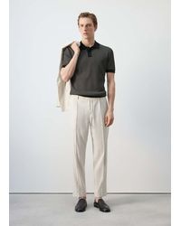 Mango - Striped Knit Cotton Polo Shirt - Lyst