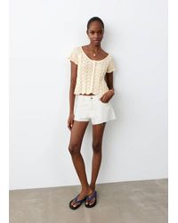 MANGO TEEN - High-Waist Frayed Hem Shorts - Lyst