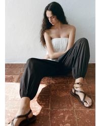 Mango - Cross-Strap Leather Sandals - Lyst