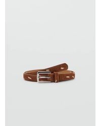 Mango - Leather Belt With Printed Deer Hide Pattern - Lyst