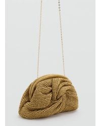 Mango - Borsetta Da Mano Fibra Naturale Mostarda - Lyst