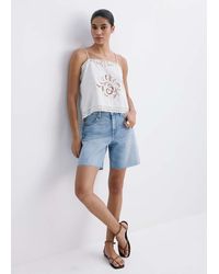 Mango - Straight Low-Rise Denim Bermuda Shorts - Lyst