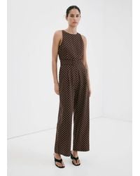 Mango - Linen Jumpsuit With Polka-Dot Belt - Lyst
