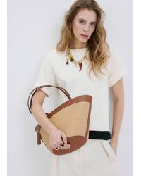 Mango - Contrast Canvas Shopper Bag - Lyst