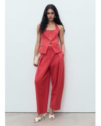 Mango - Linen-Blend Balloon Suit Trousers - Lyst