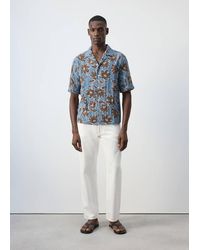 Mango - Flowy Floral Print Shirt - Lyst