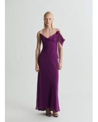 Mango - Draped Dress With Flower Detail - Lyst